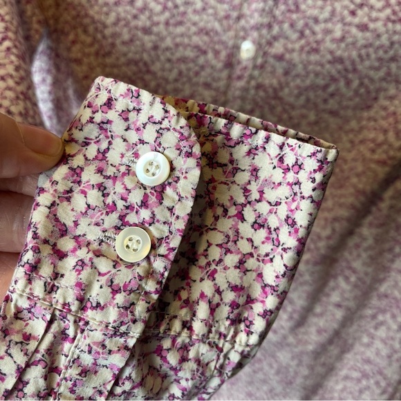 J Crew Liberty Purple Floral Print Button up Shirt - Size 00 - Picture 8 of 9